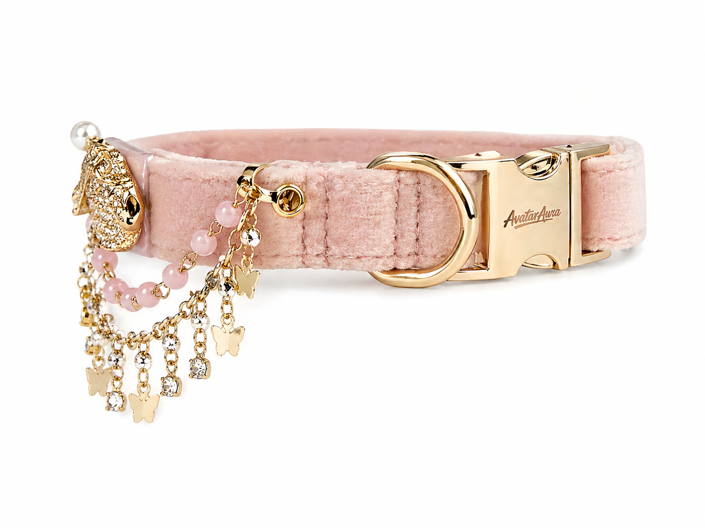 Lucky Elephant Velvet Pet Collar-pink