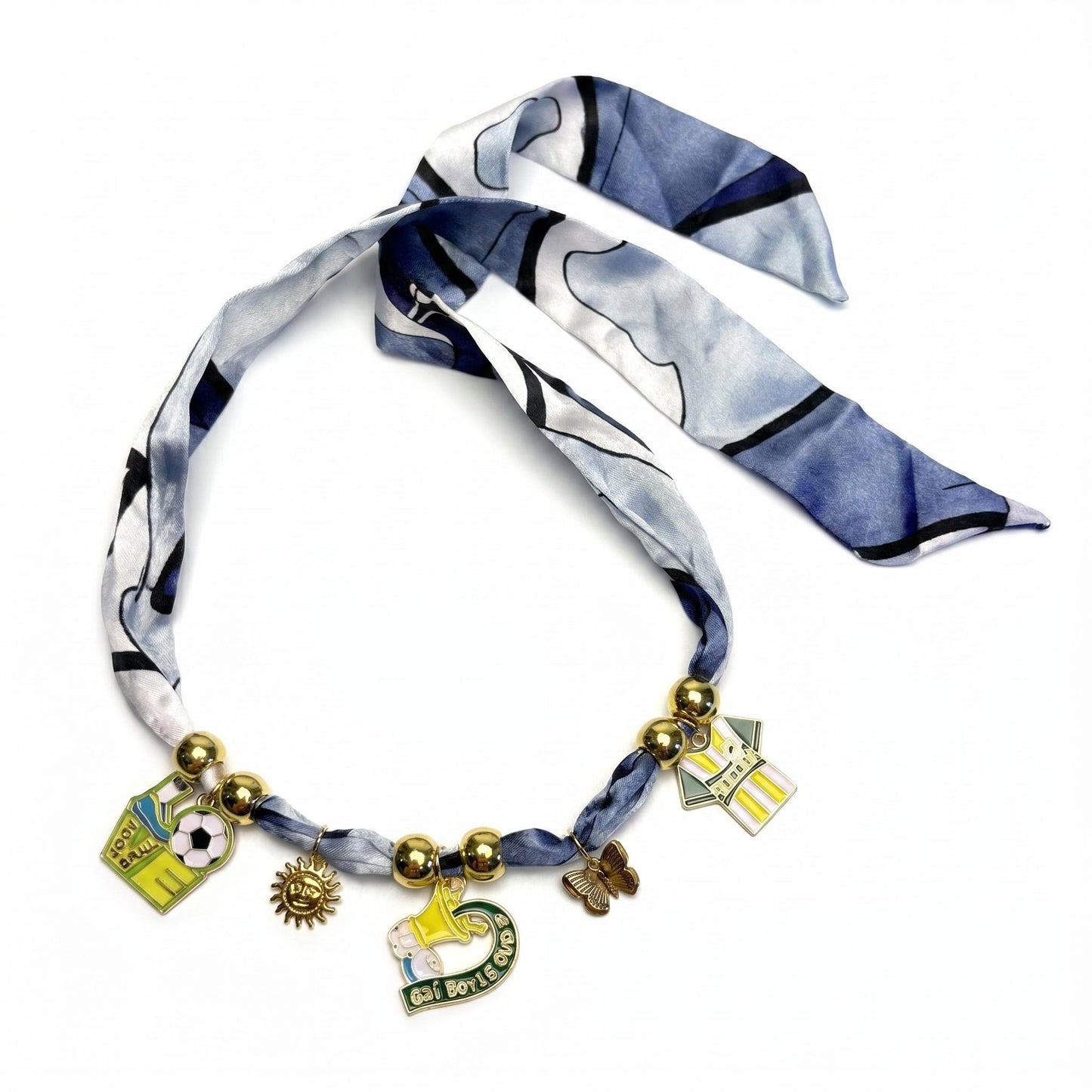 Midnight Motion Silk Pet Scarf Necklace – Football Style