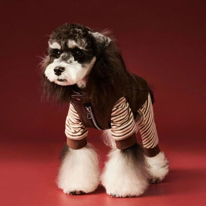 Designer Faux-Leather Dog Jacket — Luxury Small Dog Streetwear