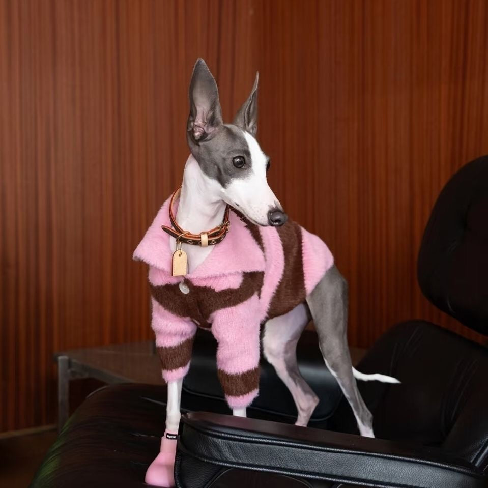 Designer Rose & Cocoa Striped Plush Sweater