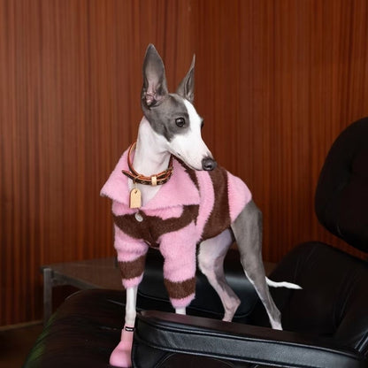 Designer Rose & Cocoa Striped Plush Sweater