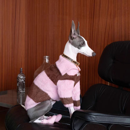 Designer Rose & Cocoa Striped Plush Sweater