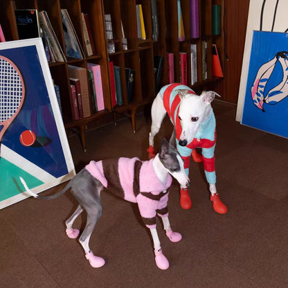 Designer Sky Blue & Tangerine Striped Plush Sweater