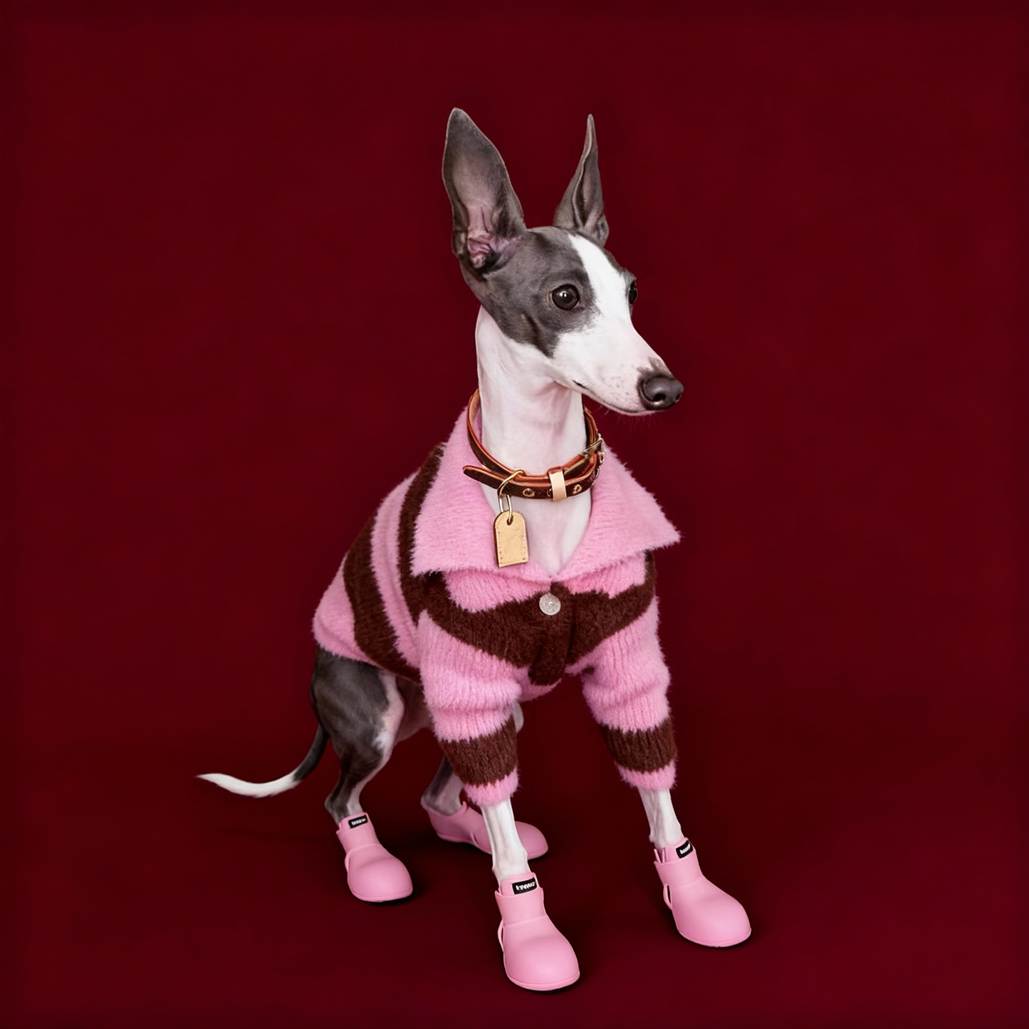 Designer Rose & Cocoa Striped Plush Sweater