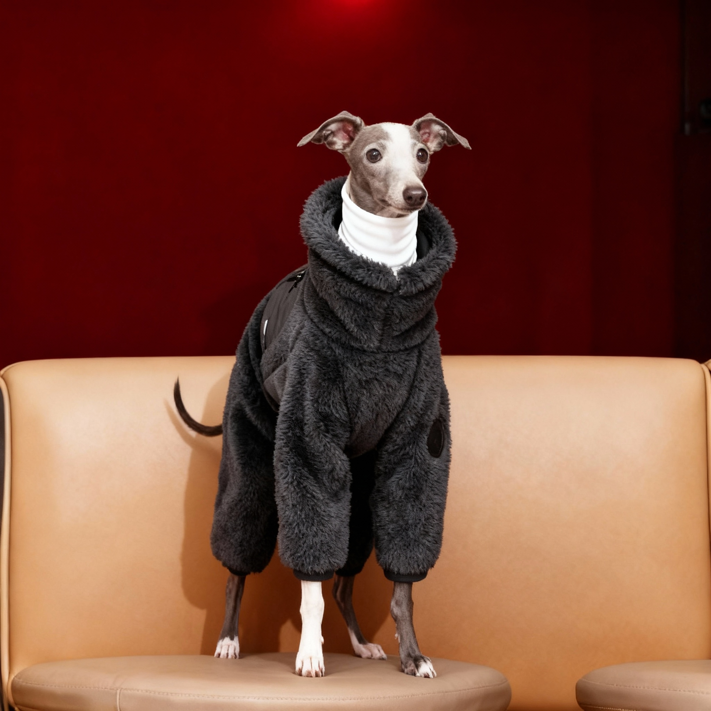 【BLACK】Luxury Fleece Tech Jumpsuit for Dogs | Designer Cold-Weather Pet Outfit