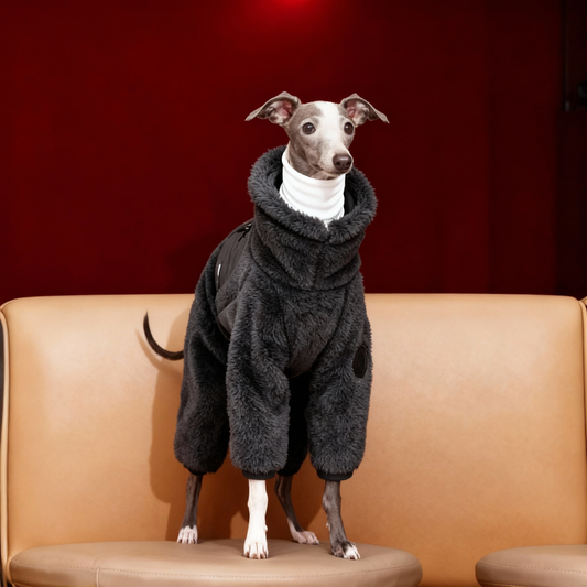 【BLACK】Luxury Fleece Tech Jumpsuit for Dogs | Designer Cold-Weather Pet Outfit