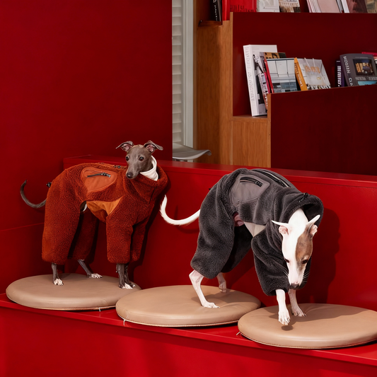 【BROWN】Luxury Fleece Tech Jumpsuit for Dogs | Designer Cold-Weather Pet Outfit