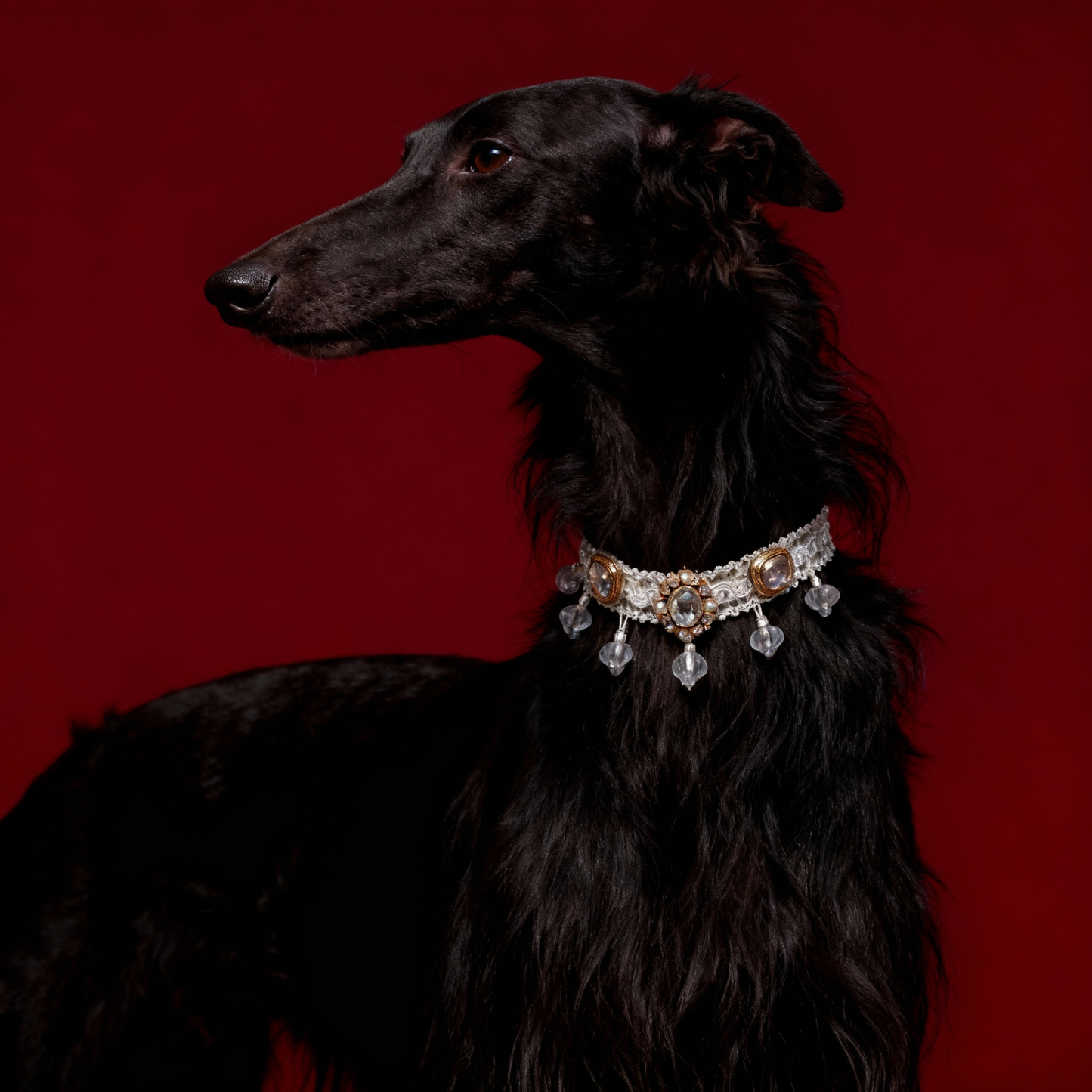 LUXURY VINTAGE LACE JEWEL-DROP PET COLLAR