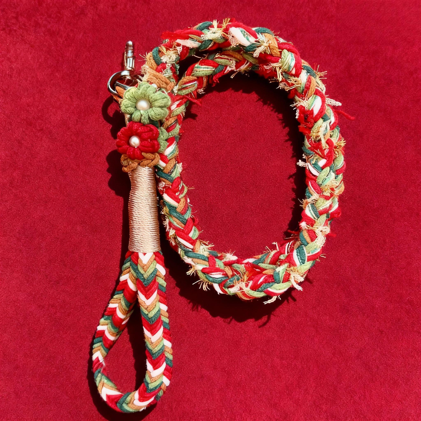 LUXURY DIY FLORAL PEARL PET COLLAR & LEASH SET