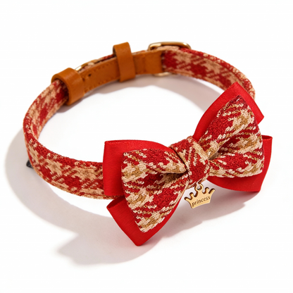 【Ruby】Classic Plaid Bow Collar & Leash Set