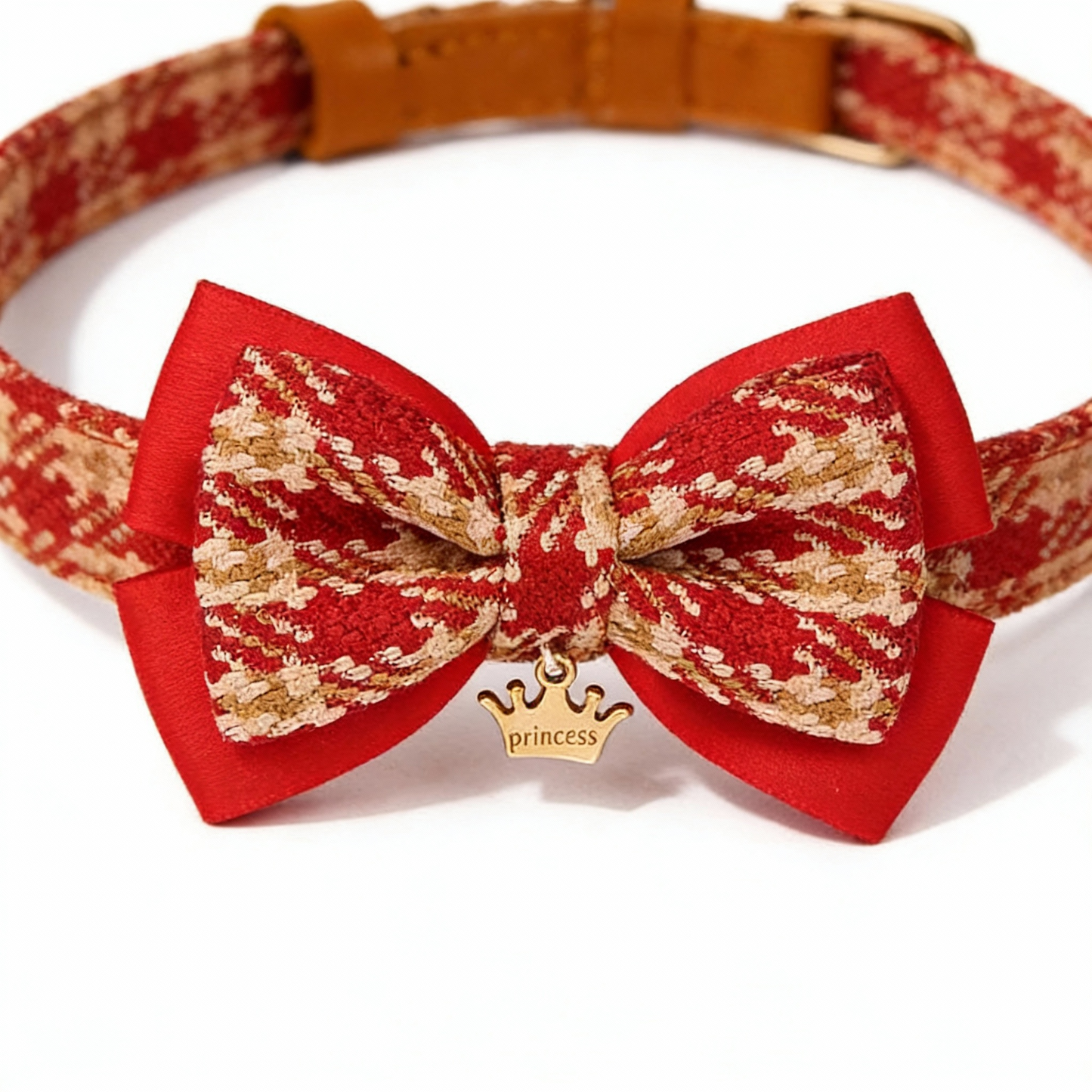 【Ruby】Classic Plaid Bow Collar & Leash Set