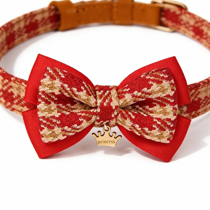 【Ruby】Classic Plaid Bow Collar & Leash Set