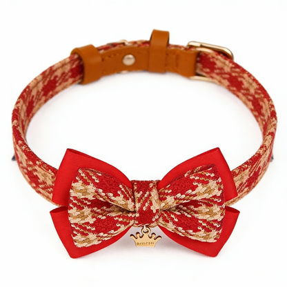 【Ruby】Classic Plaid Bow Collar & Leash Set