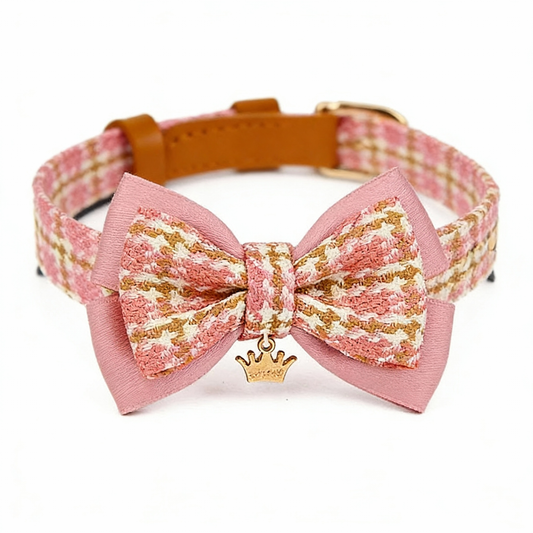 【Barbie】Classic Plaid Bow Collar & Leash Set