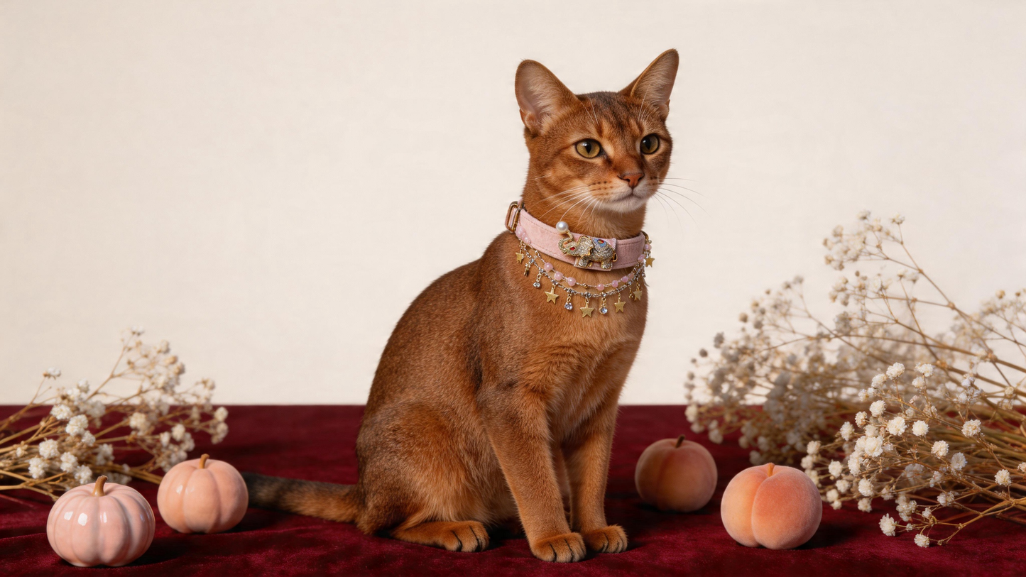 Lucky Elephant Velvet Pet Collar-pink