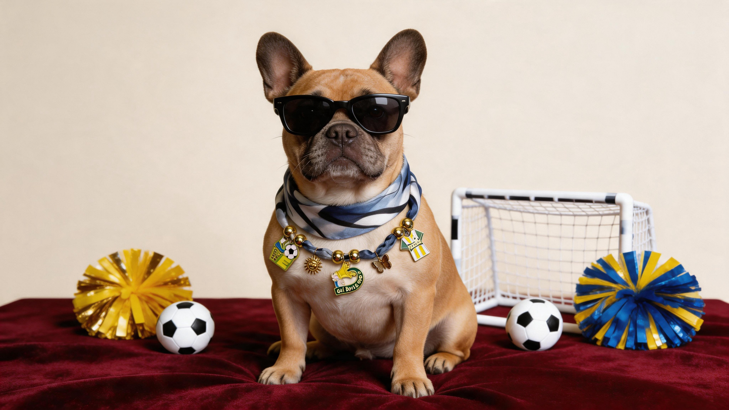 Midnight Motion Silk Pet Scarf Necklace – Football Style
