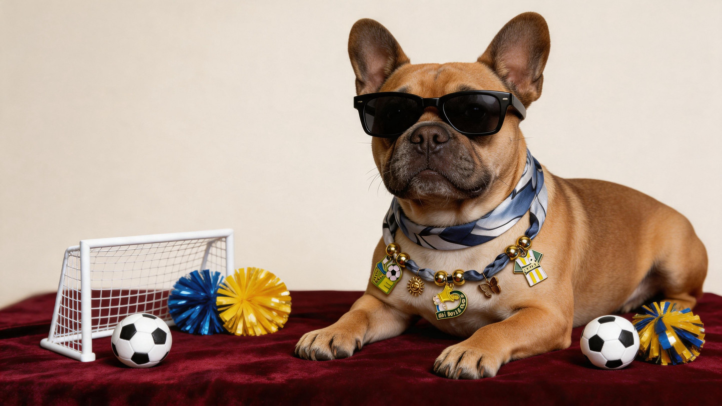 Midnight Motion Silk Pet Scarf Necklace – Football Style