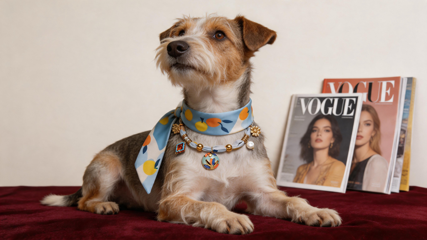 Azure Jardin Pet Scarf Necklace