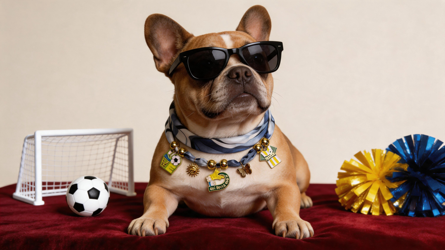 Midnight Motion Silk Pet Scarf Necklace – Football Style